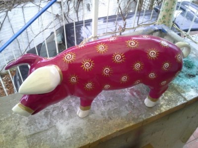 Gartenschwein mit Spiralen