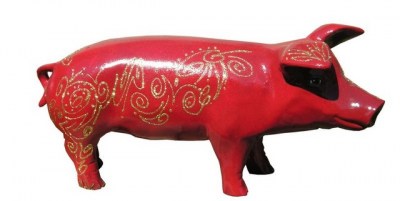 Rotes verziertes Schwein